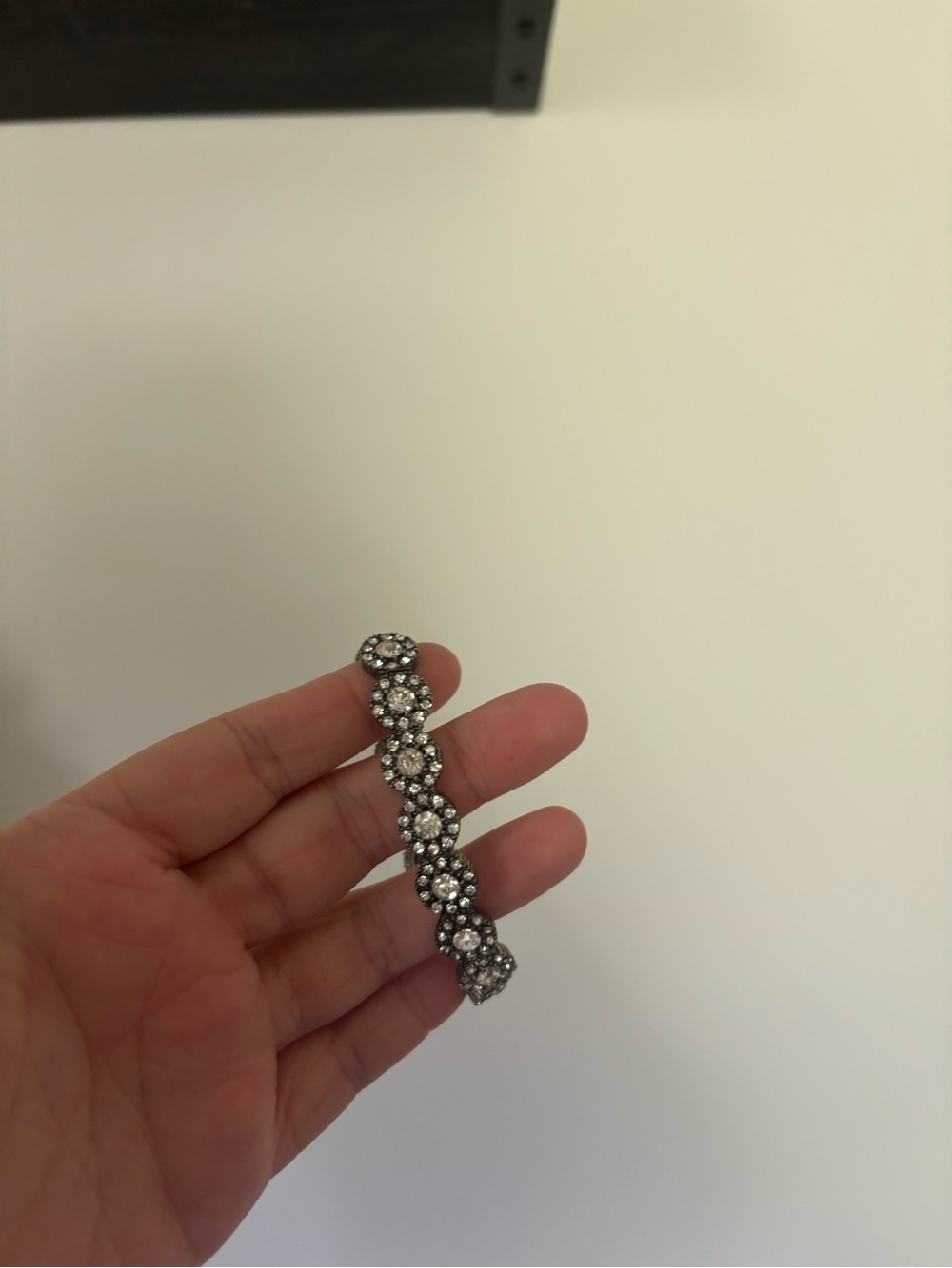 Silver Tone Rhinestone Crystal Halo Stretch Bracelet